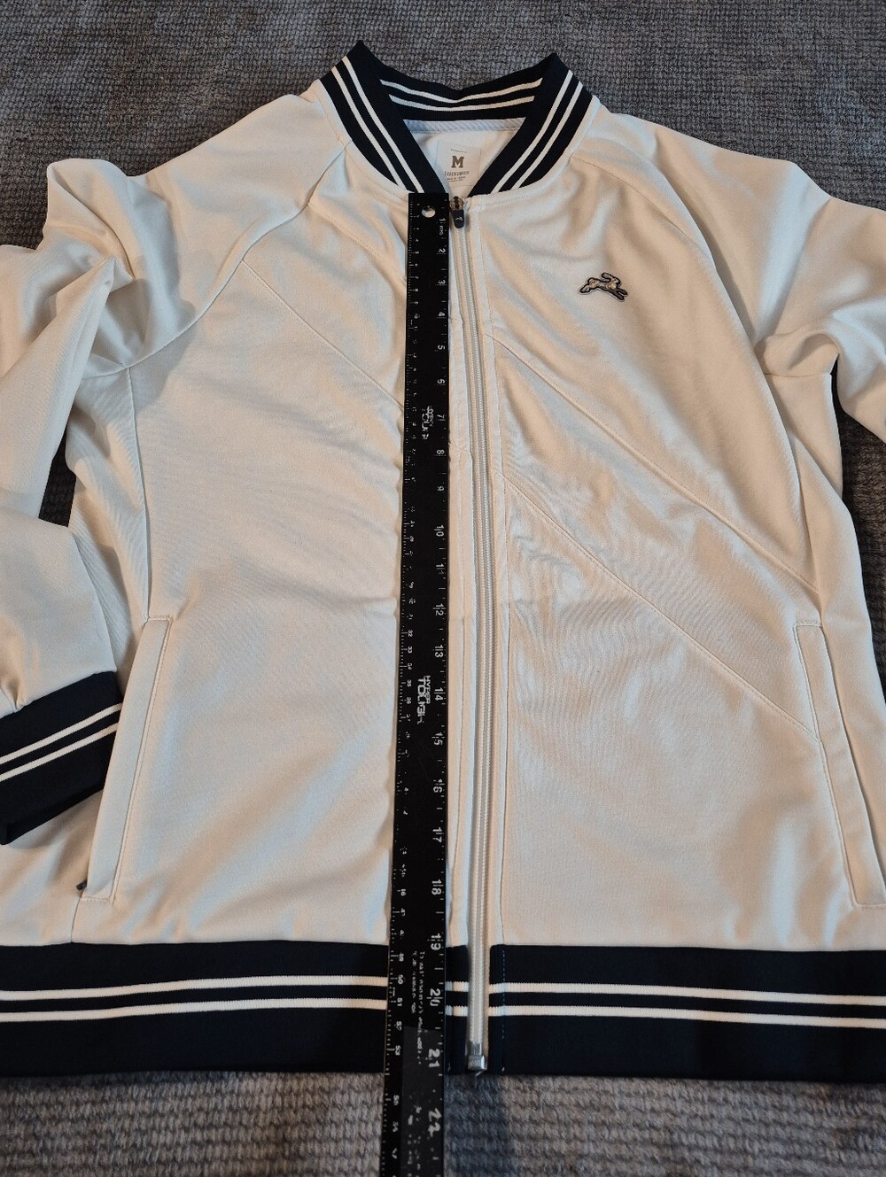 Tracksmith Track Jacket cream Navy, Sz M Full Zip Pockets athleisure running - Picture 7 of 11